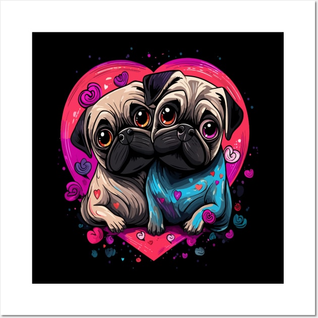 Pug Couple Valentine Wall Art by JH Mart